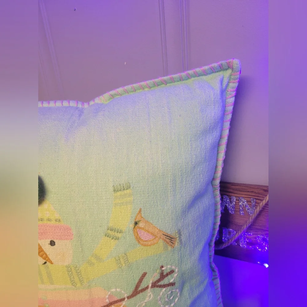 Festive Snowman Throw Pillow-multi colored